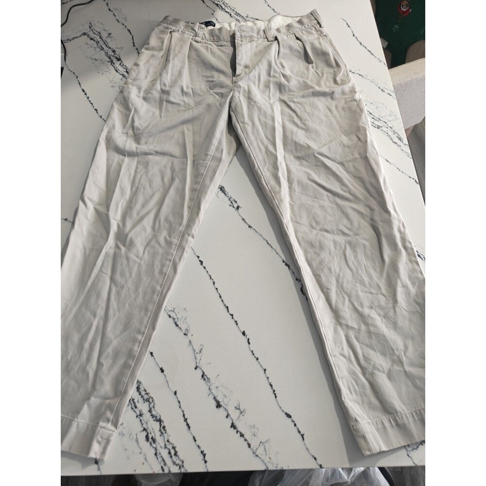 VINTAGE Polo Ralph Lauren Ethan Pants Mens 34x30 Double Pleated Twill Trousers
